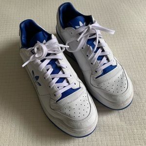 Adidas white/blue platform sneakers